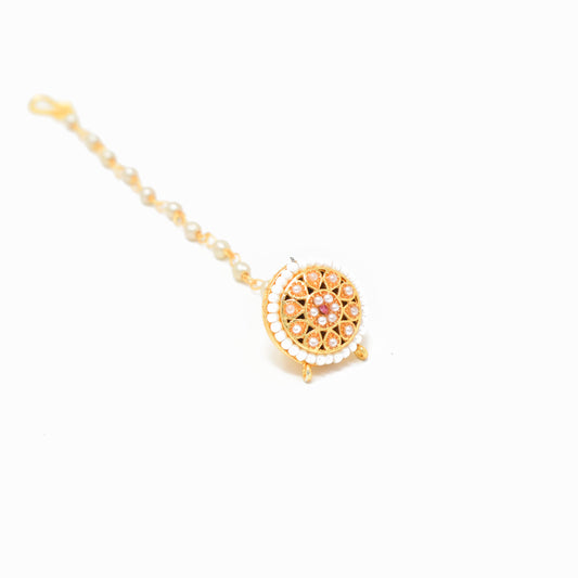 Rajputi Borla Mangtikka studded with Pearl Stone for women