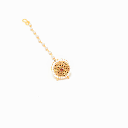 Rajputi Borla Mangtikka studded with Pearl Stone for women