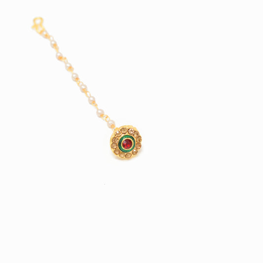 Rajputi Borla Mangtikka studded with Pearl Stone for women