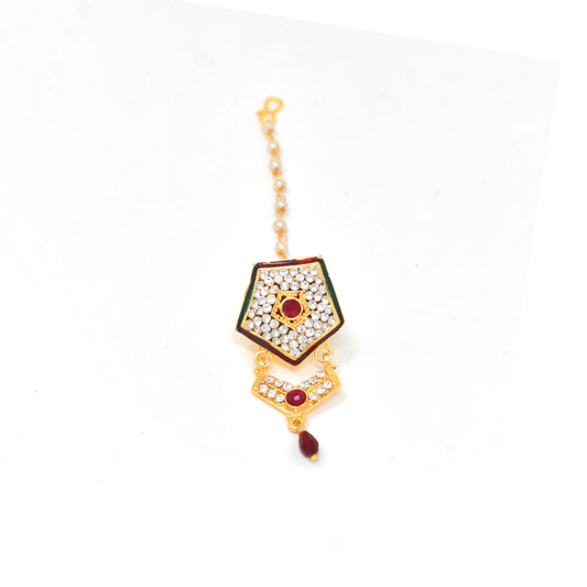 Rajputi Borla Mangtikka studded with Pearl Stone for women