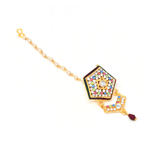 Rajputi Borla Mangtikka studded with Pearl Stone for women