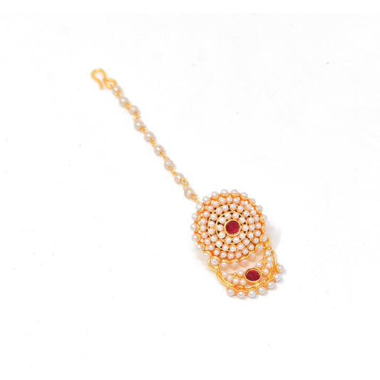 Rajputi Borla Mangtikka studded with Pearl Stone for women