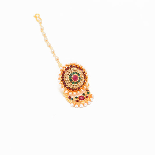 Rajputi Borla Mangtikka studded with Pearl Stone for women