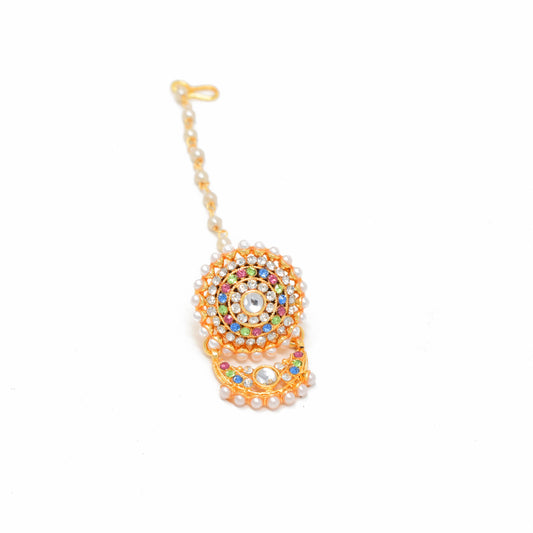 Rajputi Borla Mangtikka studded with Pearl Stone for women