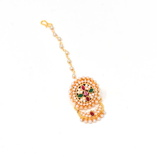 Rajputi Borla Mangtikka studded with Pearl Stone for women