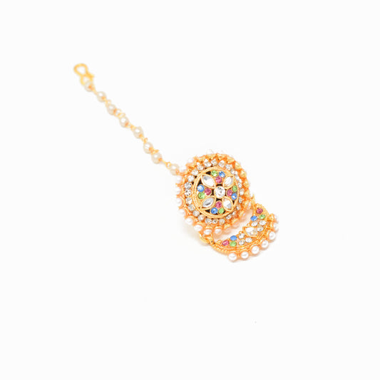 Rajputi Borla Mangtikka studded with Pearl Stone for women