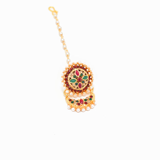 Rajputi Borla Mangtikka studded with Pearl Stone for women