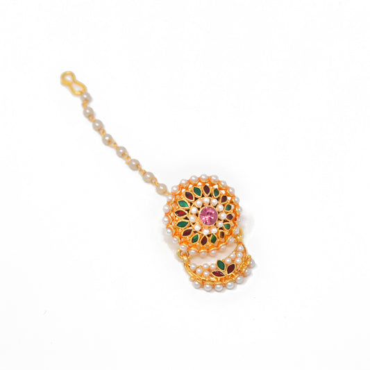 Rajputi Borla Mangtikka studded with Pearl Stone for women