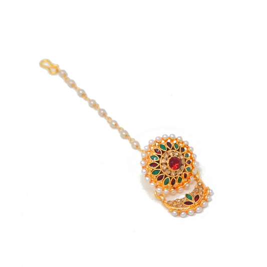 Rajputi Borla Mangtikka studded with Pearl Stone for women