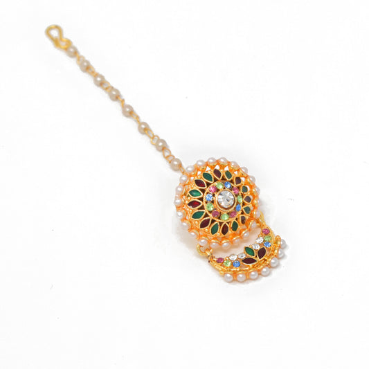 Rajputi Borla Mangtikka studded with Pearl Stone for women