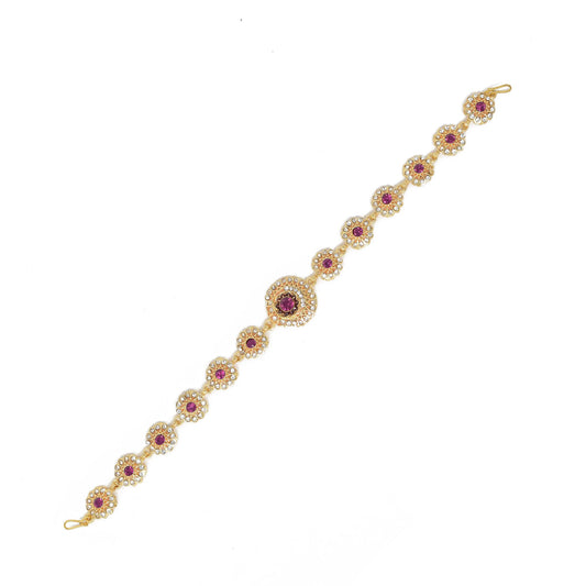 Ethnic Mathapatti Sheeshful White Pearl and Kundan Work for women