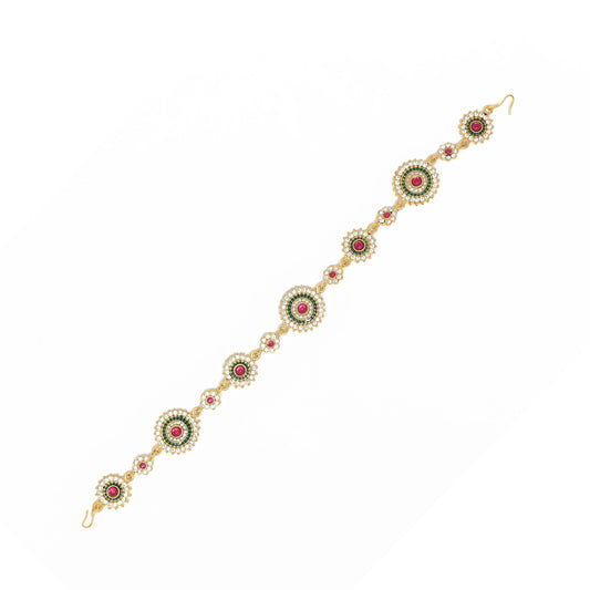 Ethnic Mathapatti Sheeshful White Pearl and Kundan Work for women