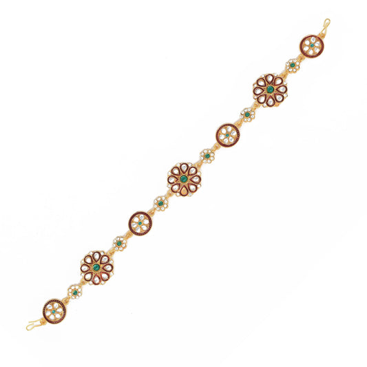 Ethnic Mathapatti Sheeshful White Pearl and Kundan Work for women