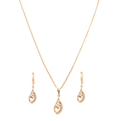 Rose Gold American Diamond Fancy Chain Pendant Neckpiece