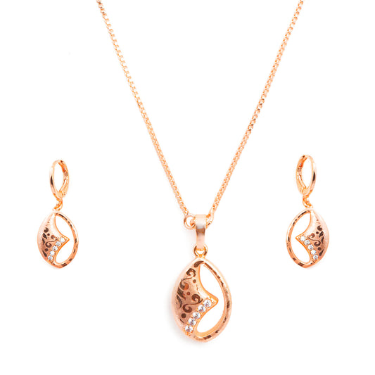 Rose Gold American Diamond Latest Oval Shape Designer Neckpiece