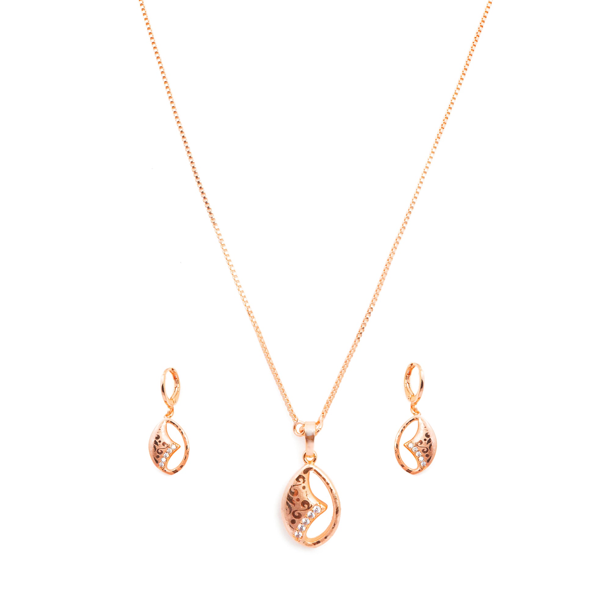 Rose Gold American Diamond Latest Oval Shape Designer Neckpiece