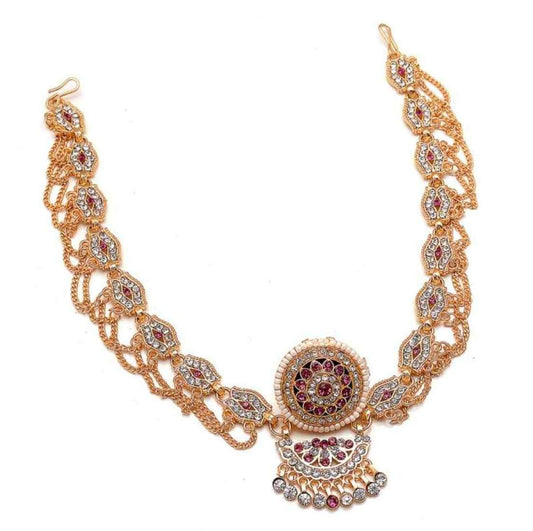 Traditional Ethnic rajputi Rajasthani Style Gold Plated cz rakhdi borla for Women