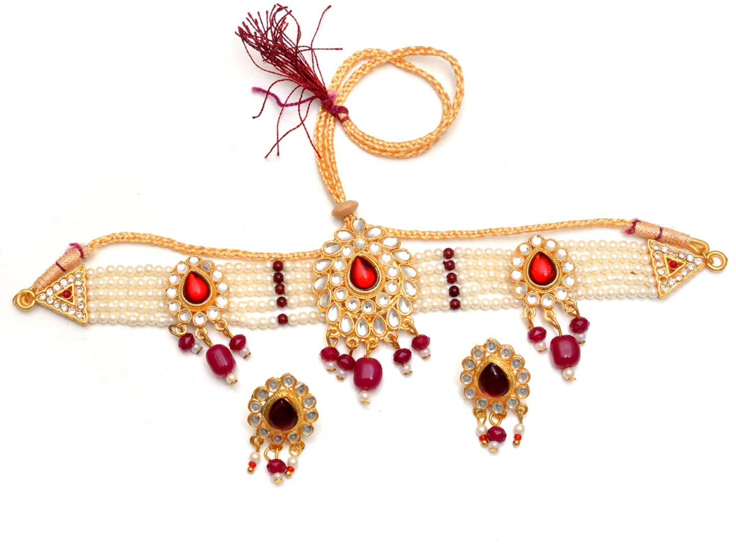 kundan Pearl Choker Necklace Set for Women