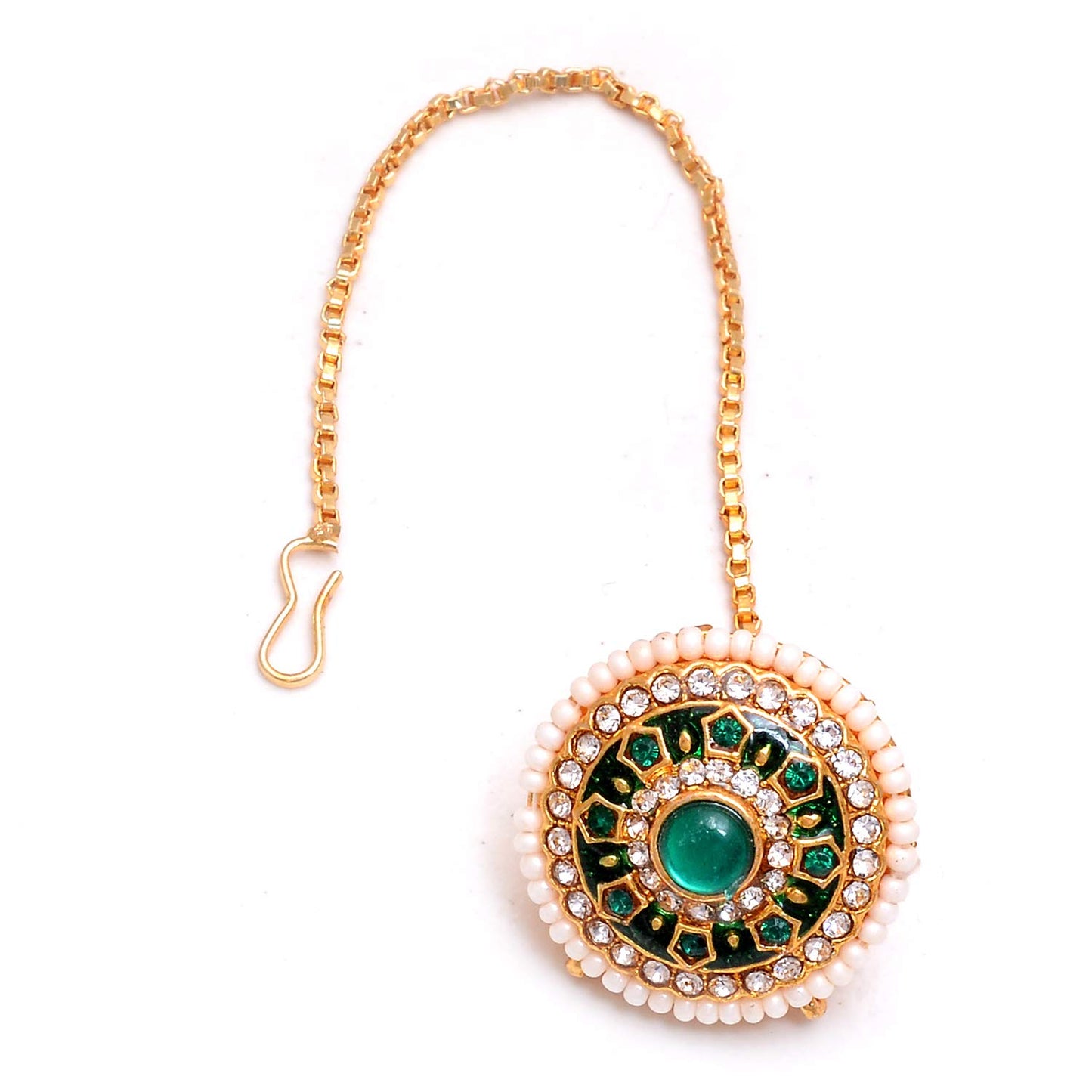 Traditional Ethnic Style Gold Plated Mint cz borla for Women