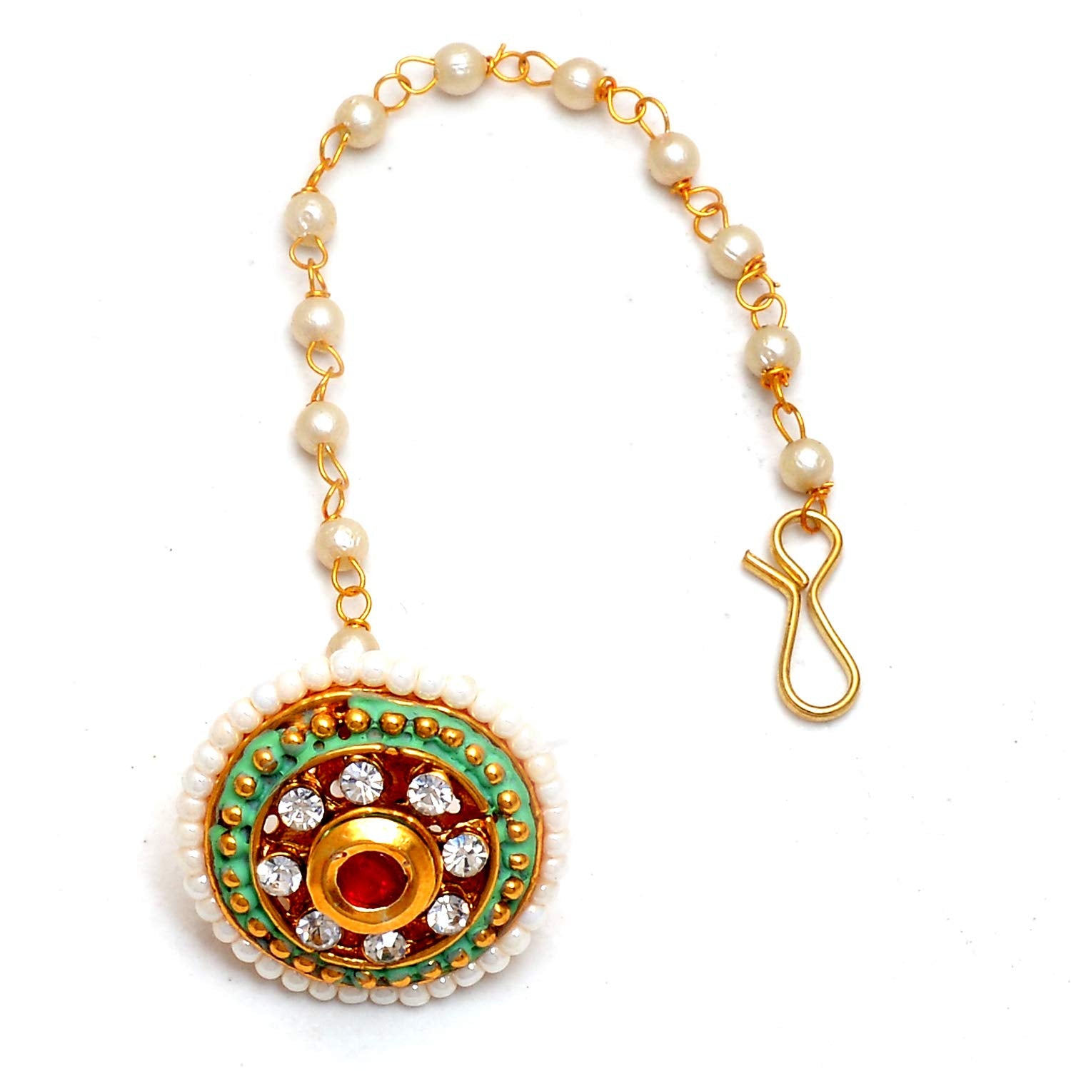 Traditional Ethnic Style Gold Plated Mint cz borla for Women