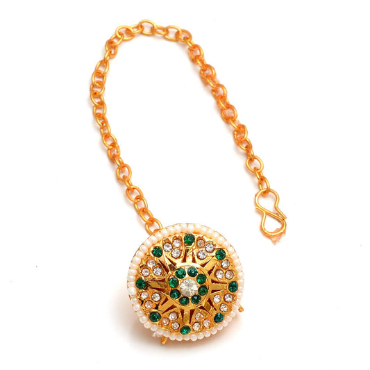 Traditional Ethnic Style Gold Plated kundan Meena borla for Women