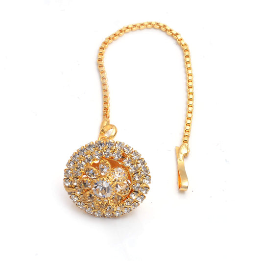 Traditional Ethnic Gold Plated kundan Meena borla for Women