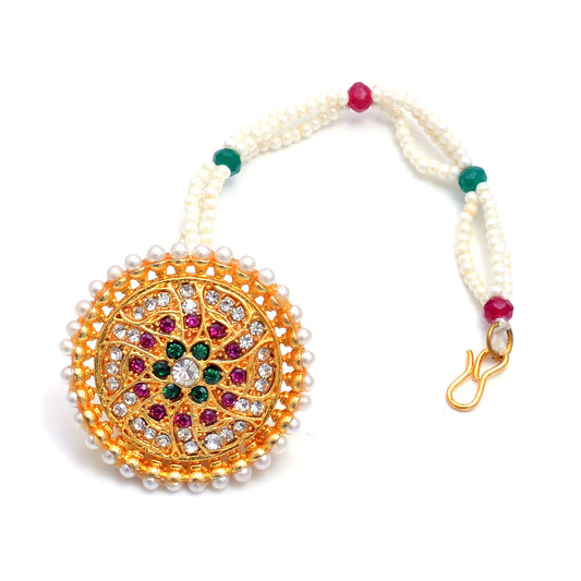 Traditional Ethnic Gold Plated kundan Meena borla for Women