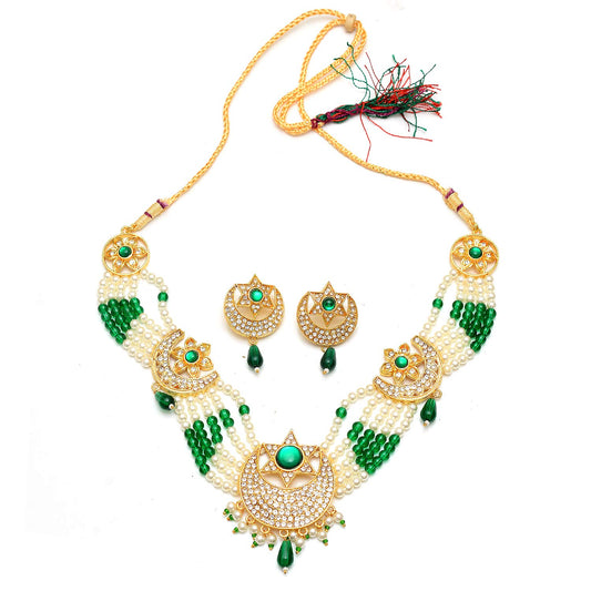 Pearl Multi Colour kundan Choker Necklace Set for Women