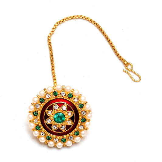 Traditional Ethnic Style Gold Plated Mint cz borla for Women