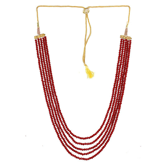 Multilayer 5 line 3mm Maroon Stone Necklace Strand