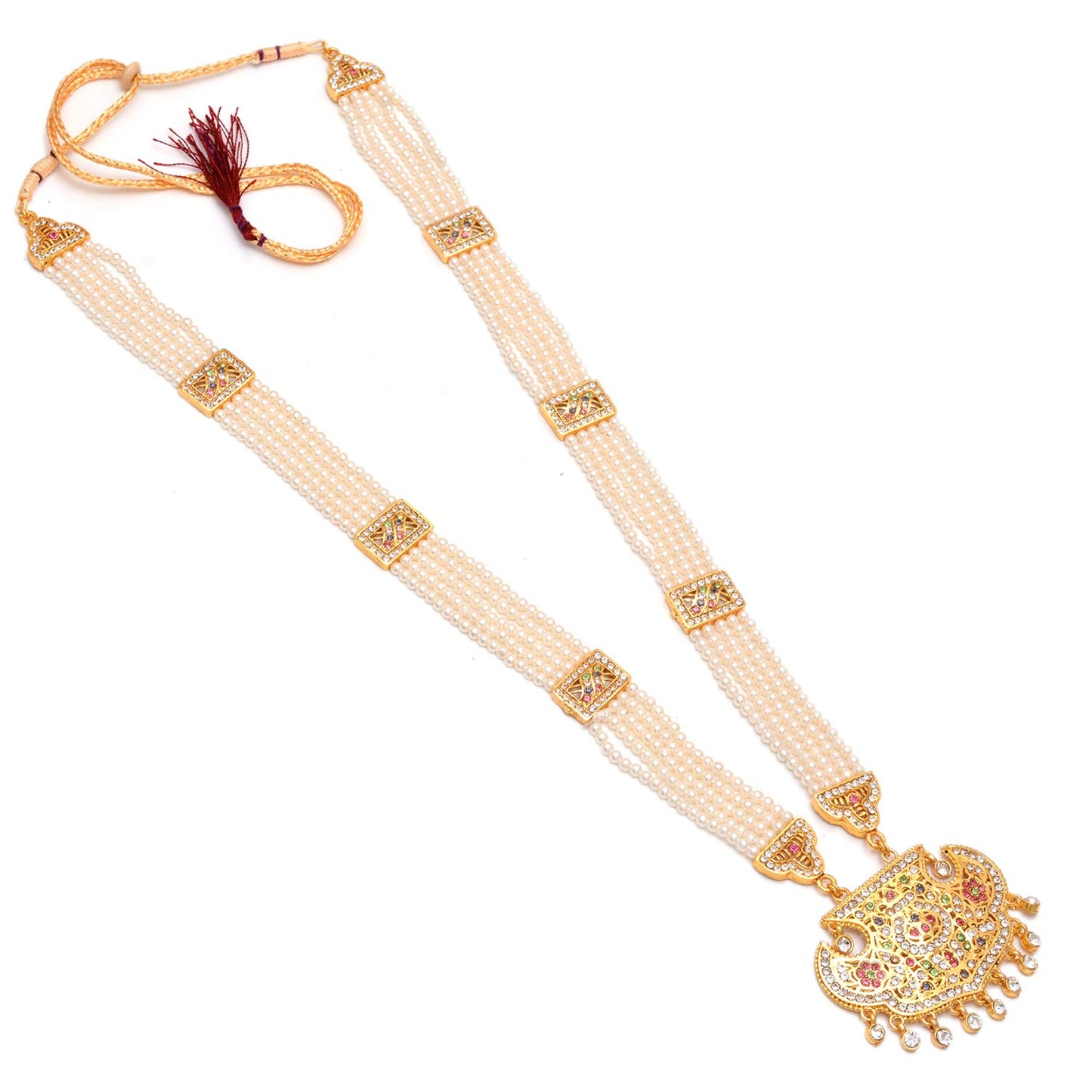 Gold Plated Kundan AD Gemstones Jaipuri Traditional Necklace for Women