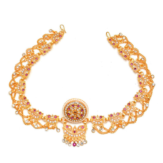 Traditional Rajasthani Style Gold Plated cz rakhdi borla for Women