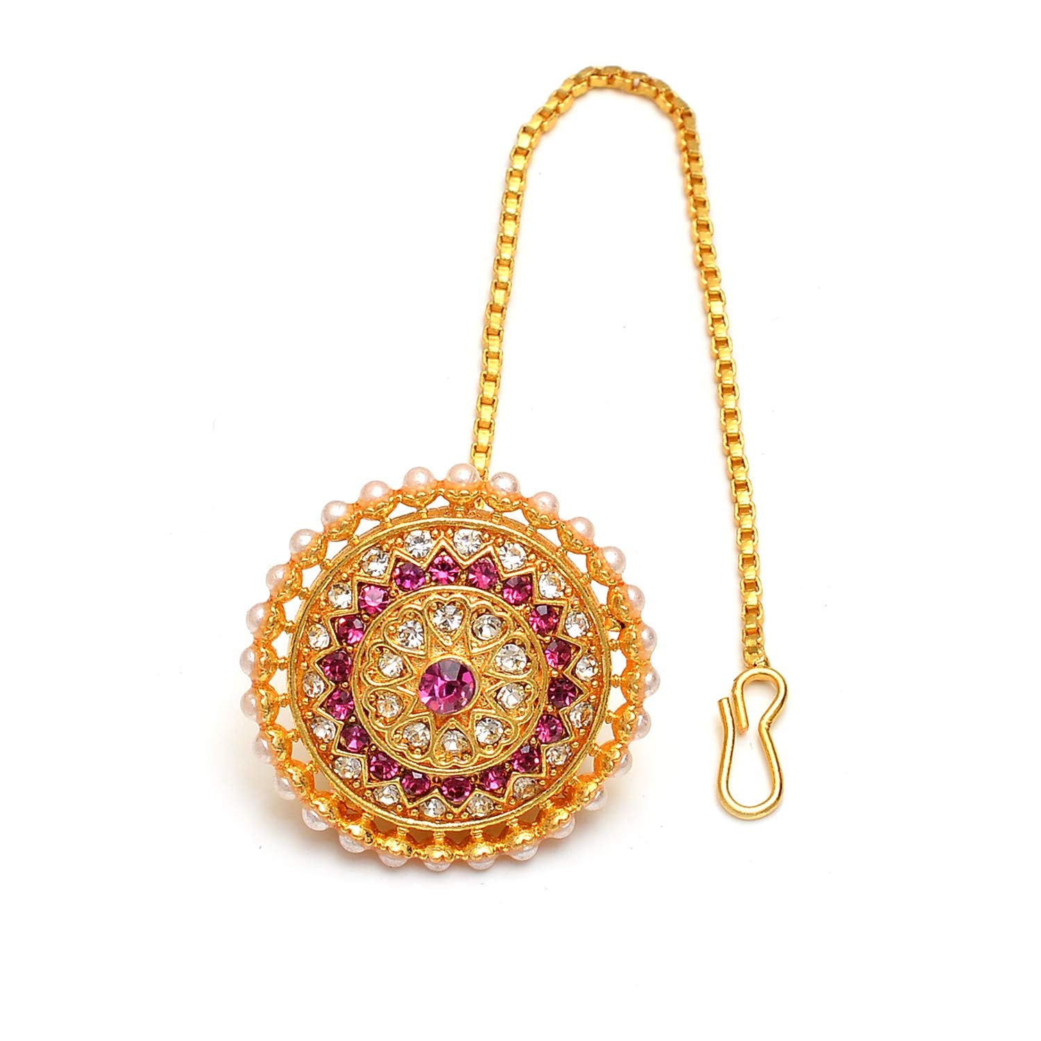 Traditional Ethnic Gold Plated kundan Meena borla for Women