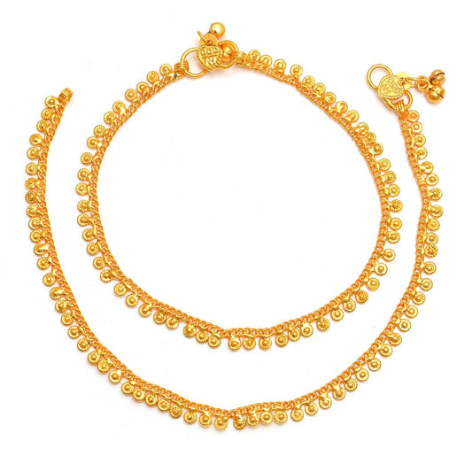 Sleek oxidised Gold Plated Golden Anklets for Women