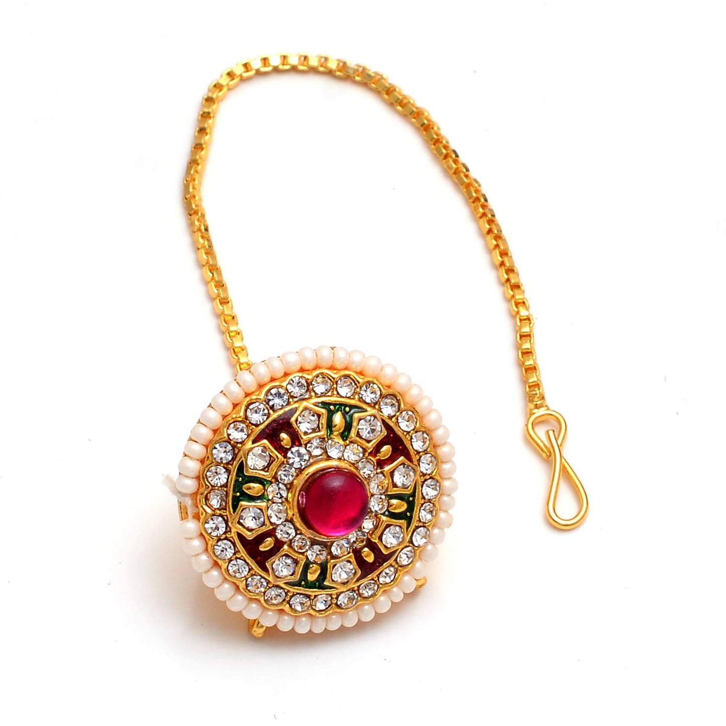 Traditional Ethnic Style Gold Plated kundan Meena borla for Women