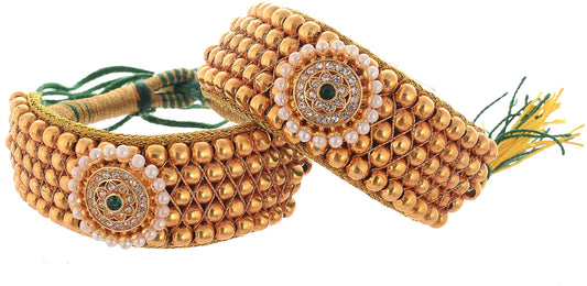 Rajputi Gold plated pearl beaded Punsi Hand Bracelet