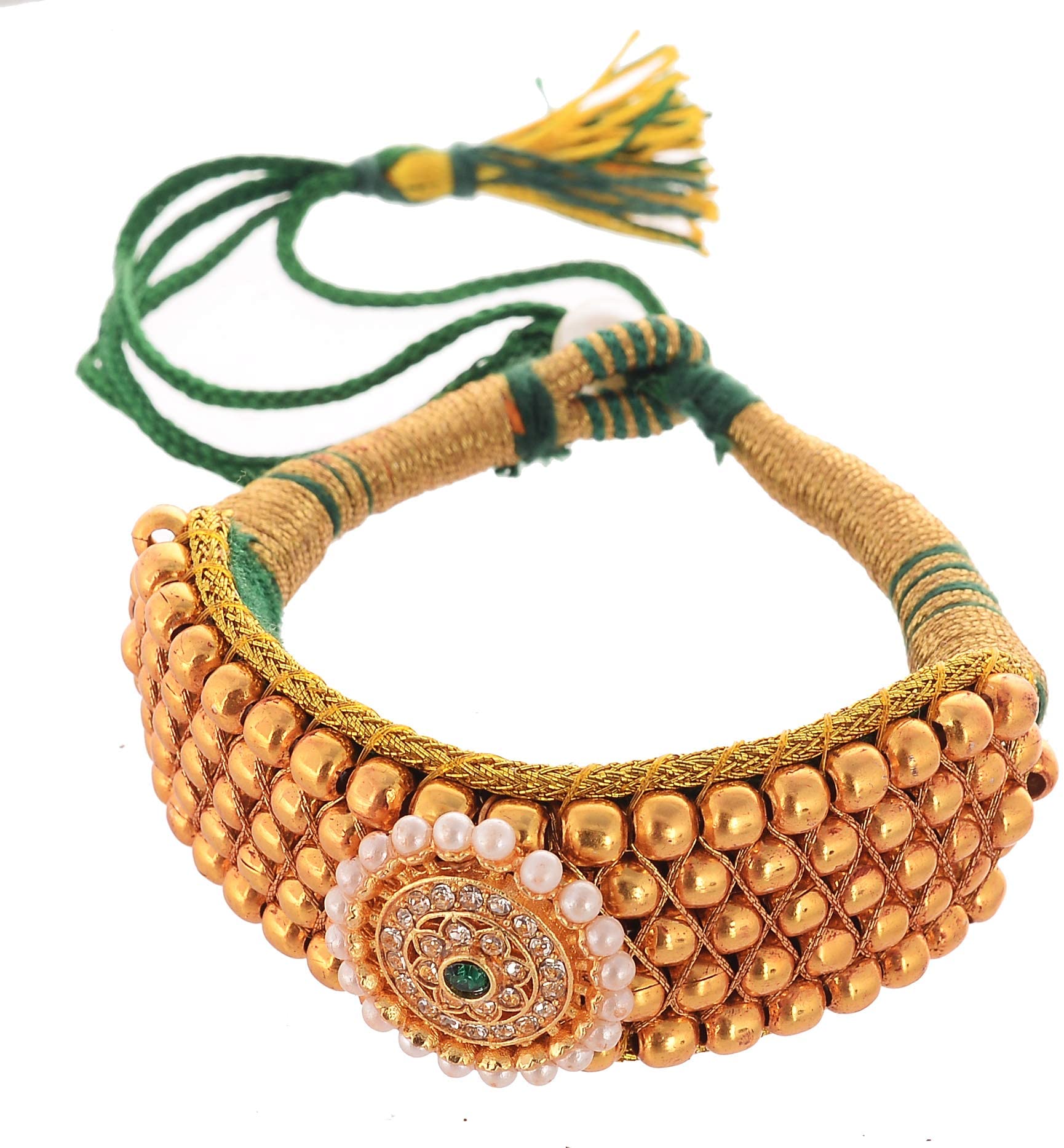 Rajputi Gold plated pearl beaded Punsi Hand Bracelet