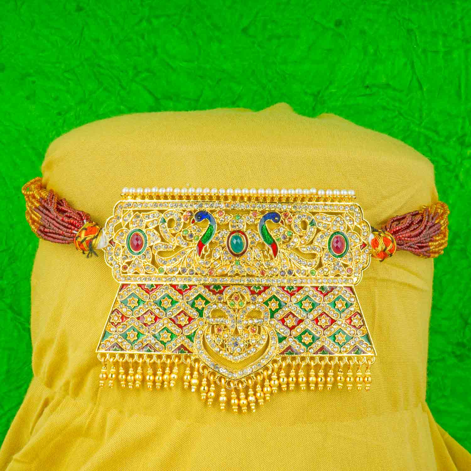 Rajasthani peacock design meenakri work Gold Plated AD Work Timaniya Aad