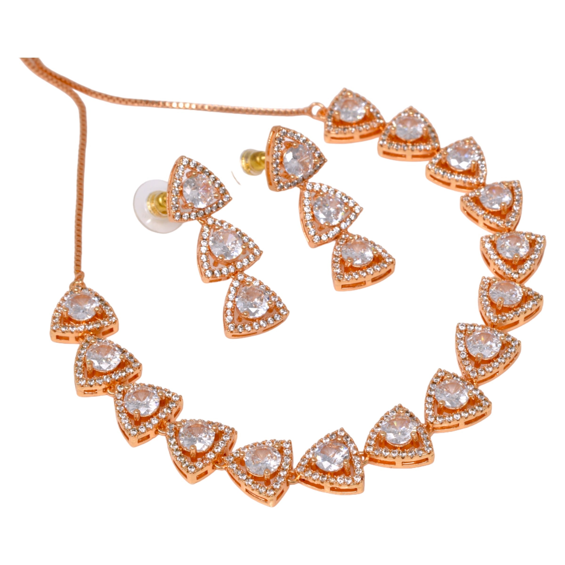 American Diamond embedded Rose Gold plated Neck Set for Women