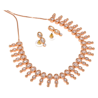 American Diamond embedded Rose Gold plated Neck Set for Women