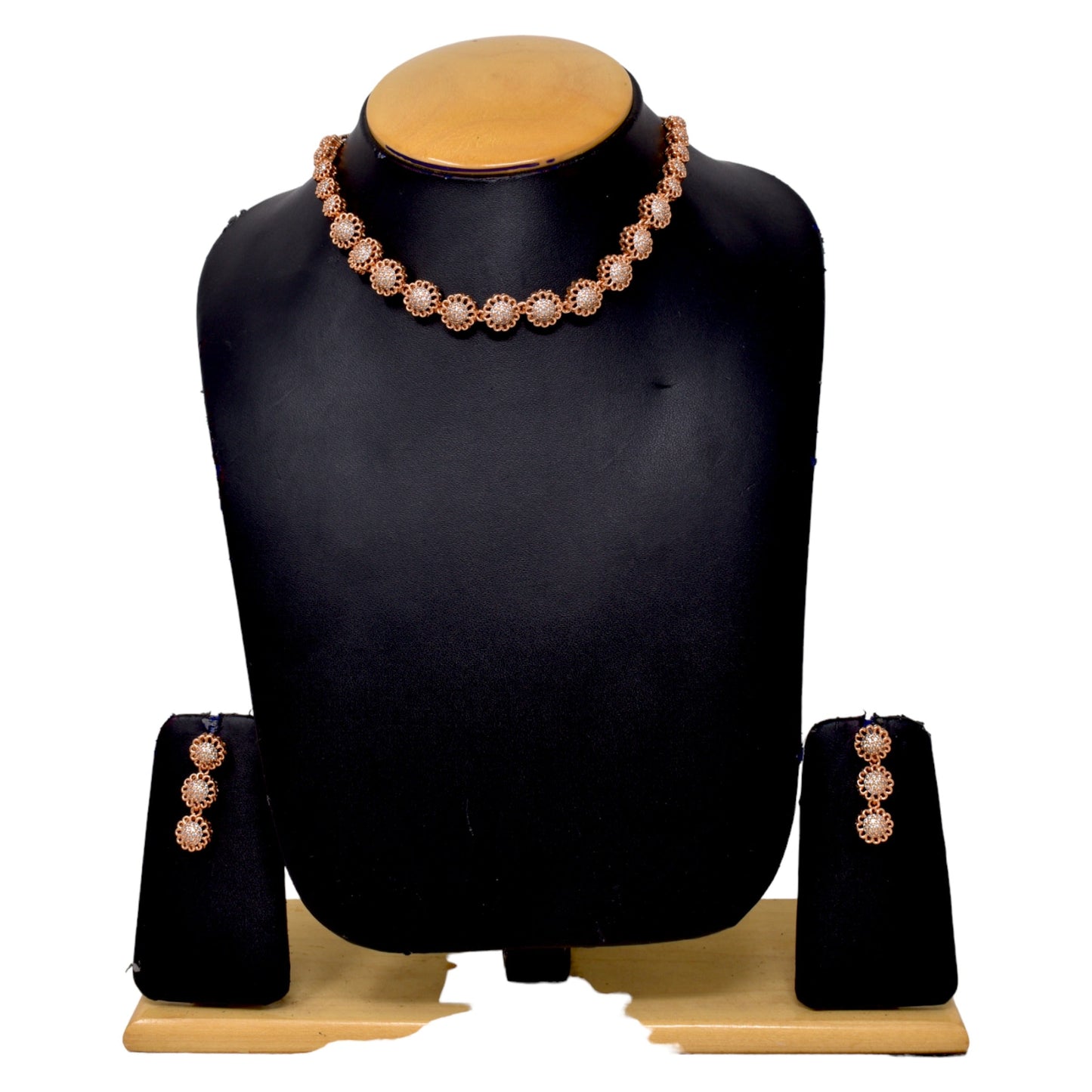 American Diamond embedded Rose Gold plated Neck Set for Women