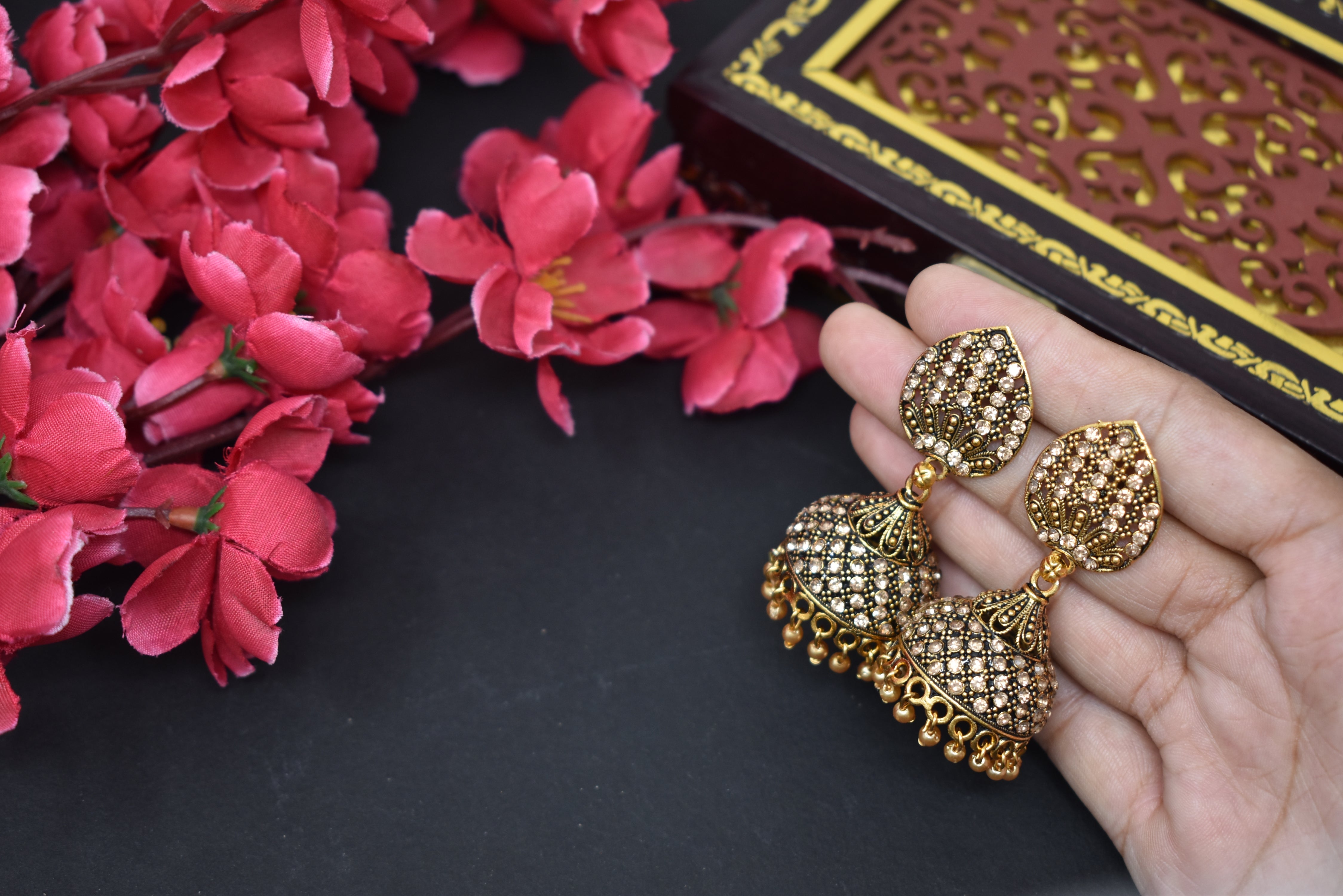 Gold Plated Oxodized Jhumkas Earrings for women and Girls