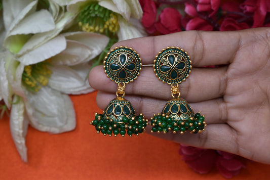 Antique design Minakari work Gold plated Tradional Earrings for women n girls