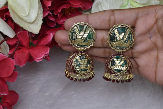 Antique design Minakari work Gold plated Tradional Earrings for women n girls