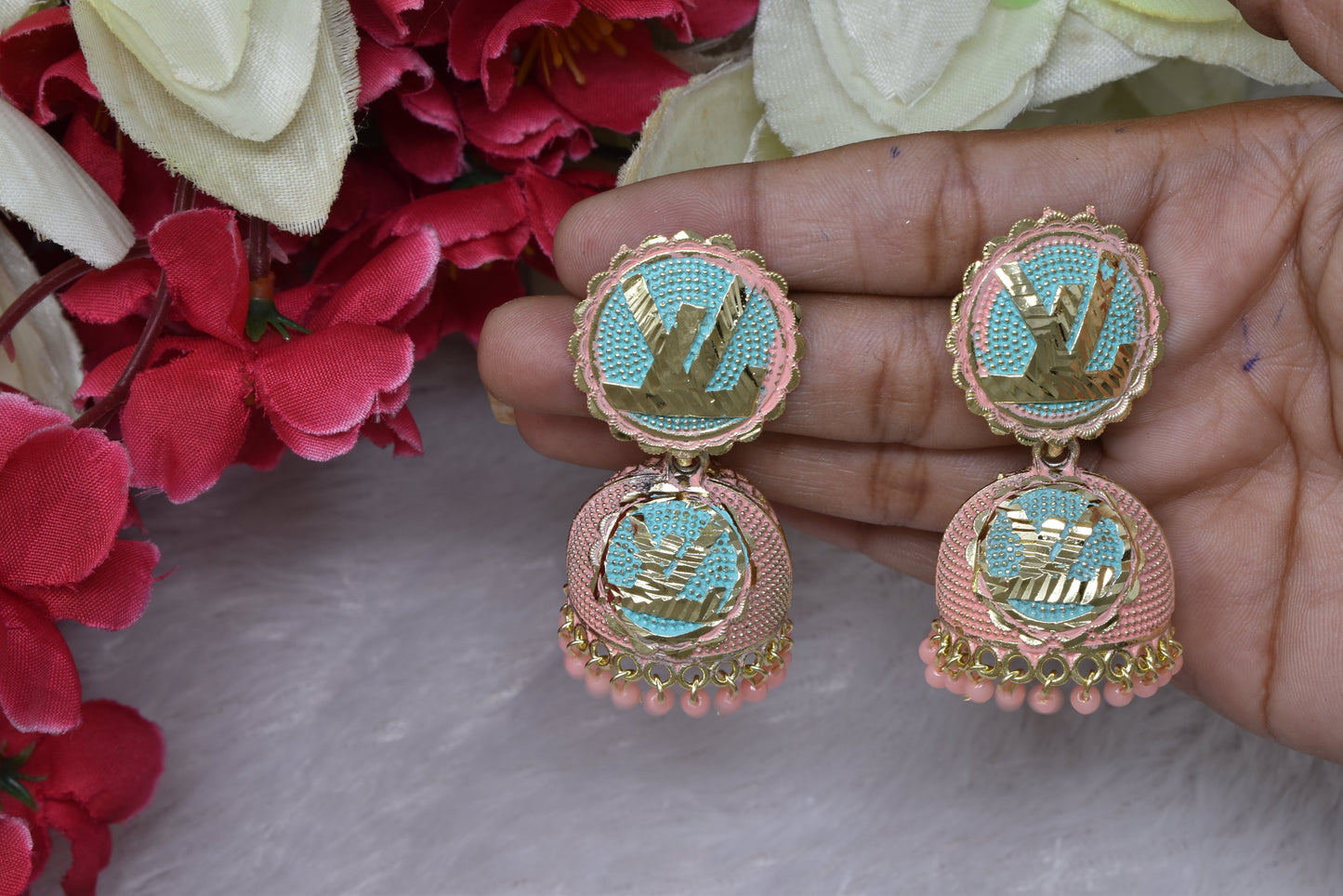 Antique design Minakari work Gold plated Tradional Earrings for women n girls