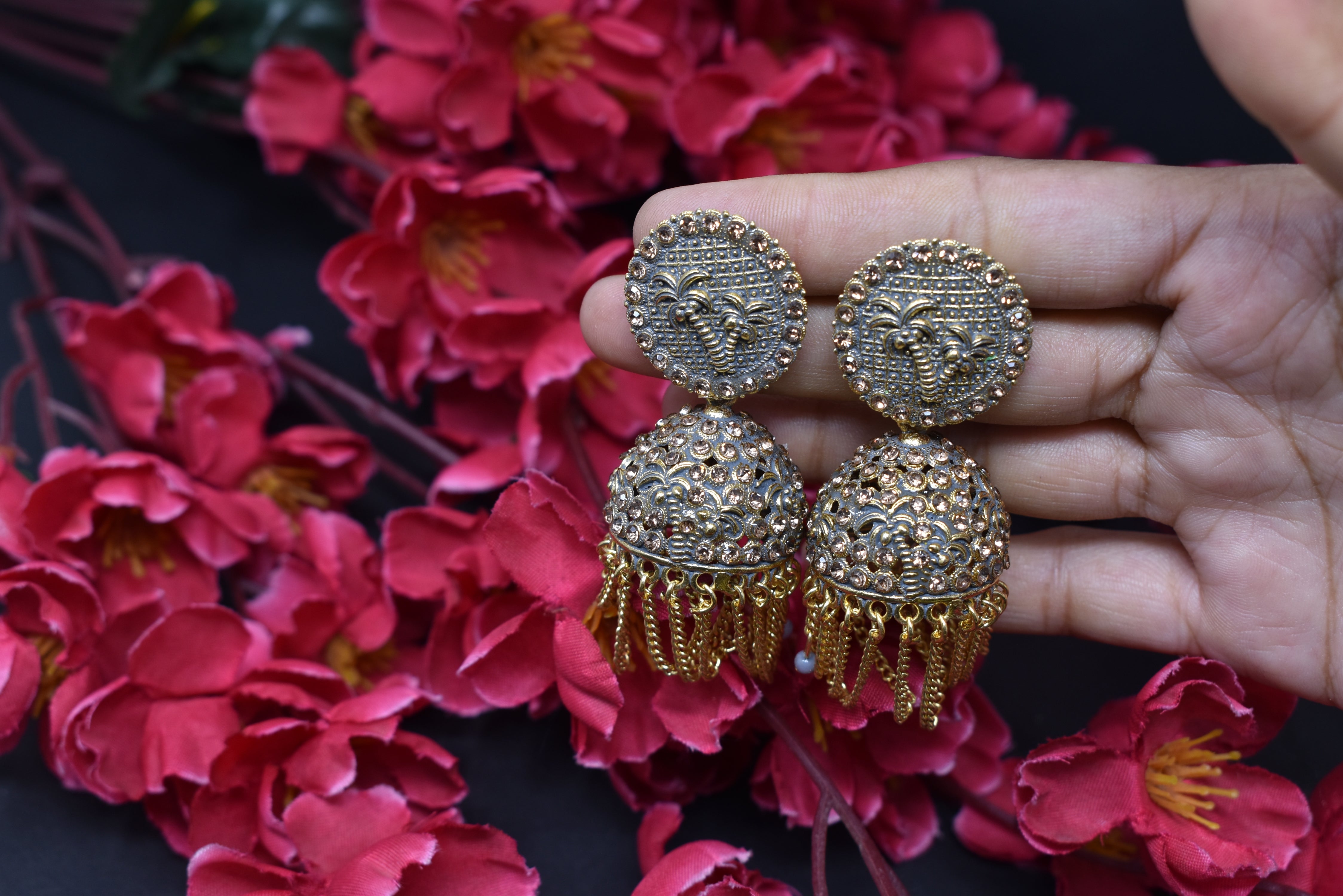 Silver Oxodized Jhumkas Earrings for women and Girls