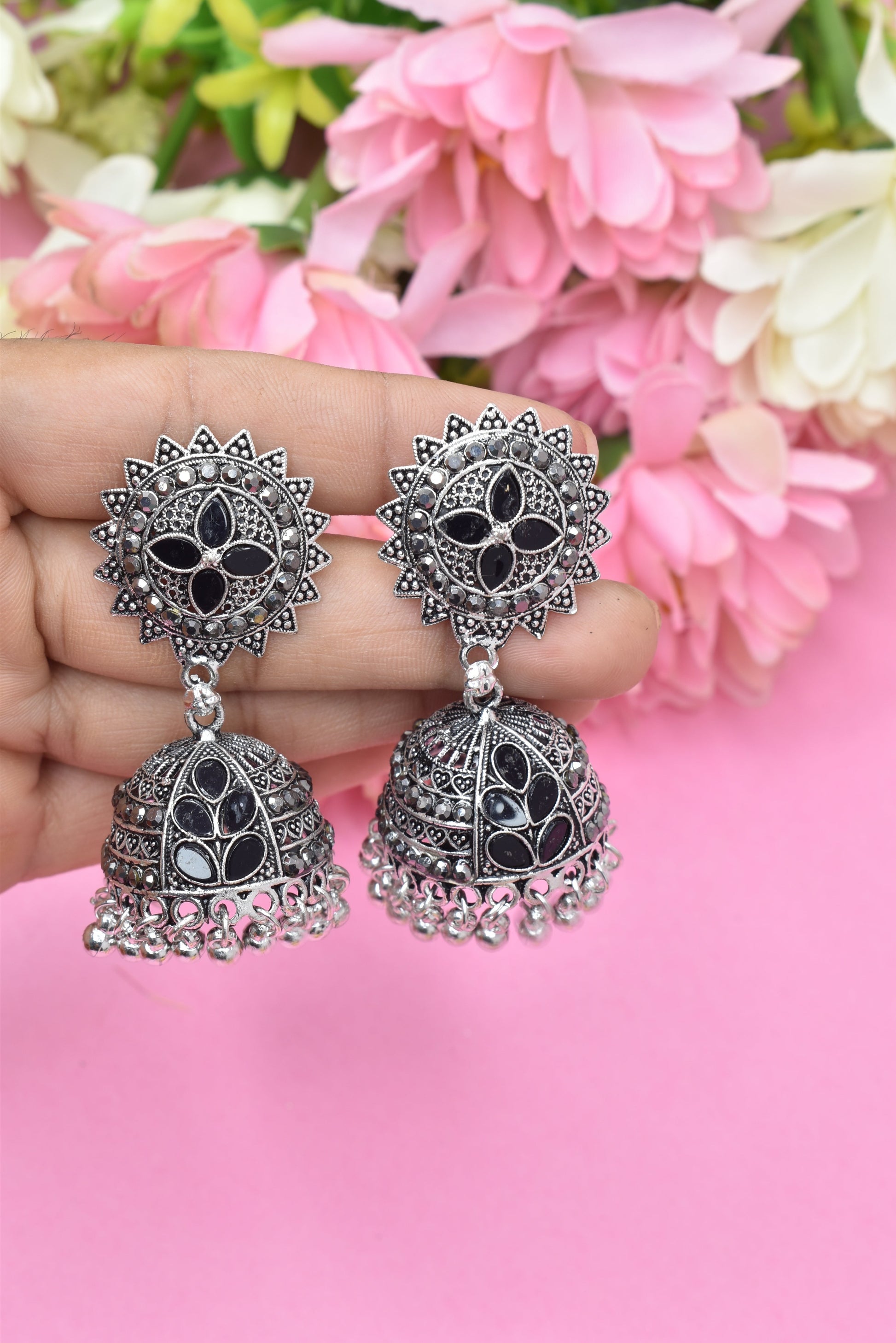 Earrings Jhumaki,Jumakas big,jhumkiyaan for women,Stylish partywear multicolored German silver earrings,big partywear bollywood style Earrings  