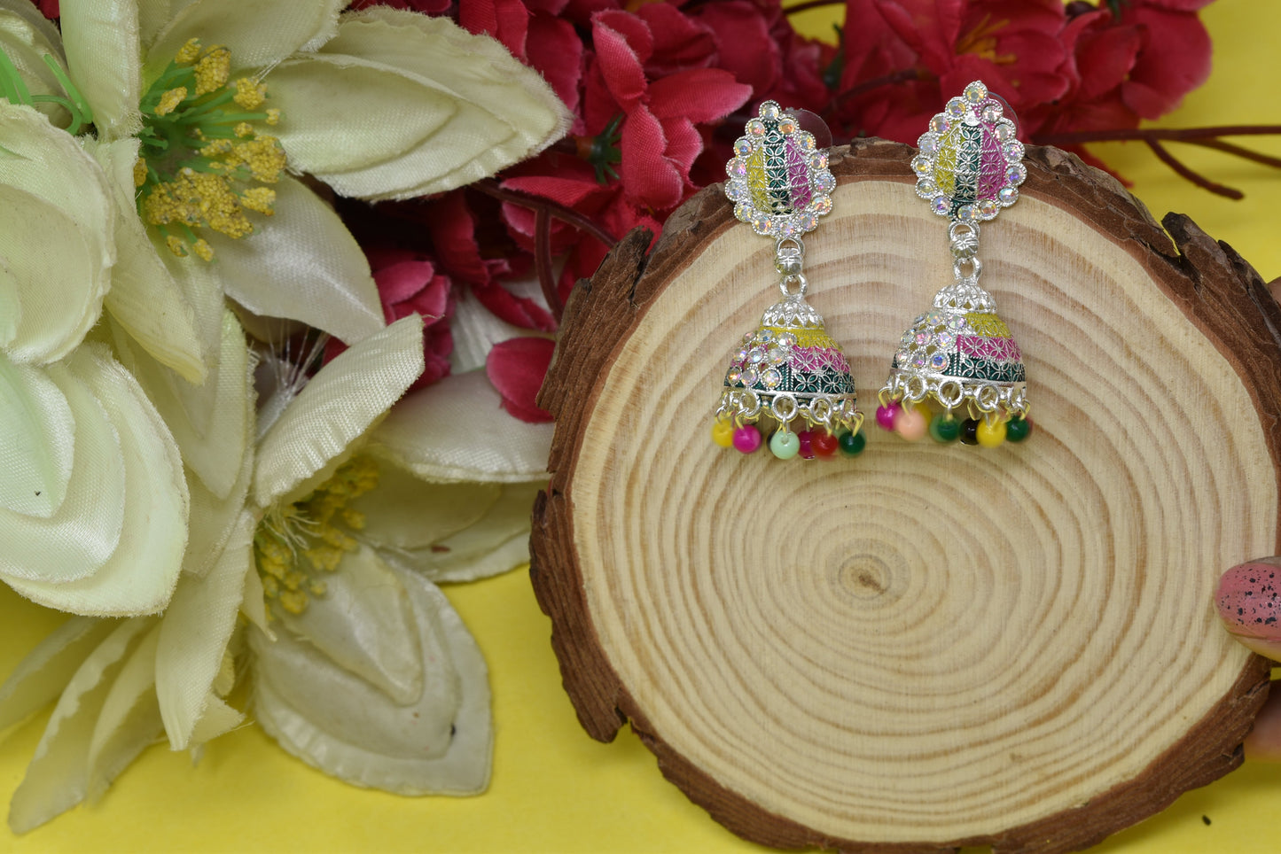Antique design Minakari work Gold plated Tradional Earrings for women n girls