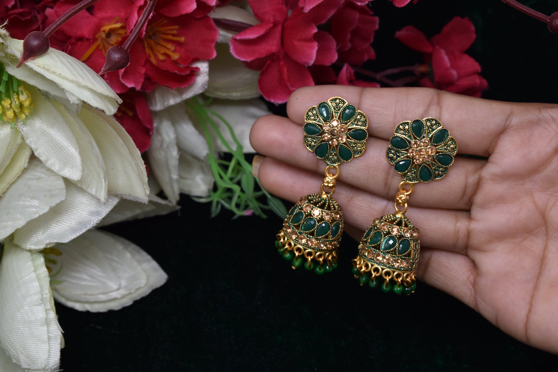 Antique design Minakari work Gold plated Tradional Earrings for women n girls