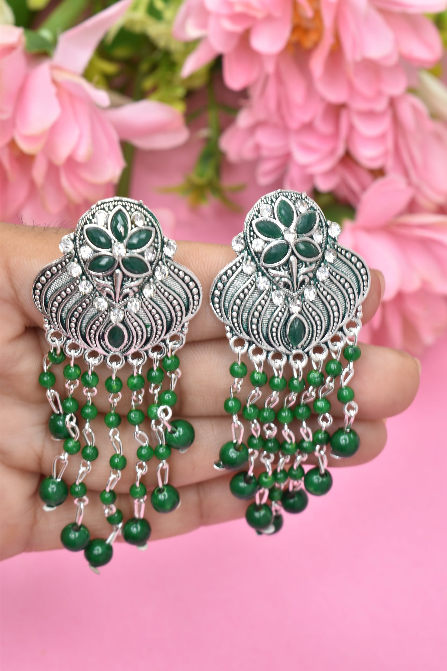 Earrings Jhumaki,Jumakas big,jhumkiyaan for women,Stylish partywear multicolored German silver earrings,big partywear bollywood style Earrings  